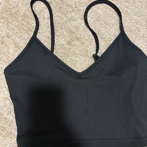 SHEIN Black Ribbed V-Neck Cami Top